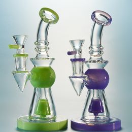 Hookahs Pyramid Design Short Nect Mouthpiece Glass Bong Showerhead Percolator Oil Dab Rigs Heady Bongs 14mm Joint Water Pipes With Bowl XL275