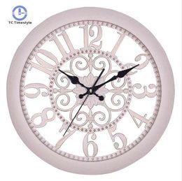 Wall Clock European Retro Modern Design Classical Antique Style Large Watch Silence No Glass Art Home Decor 14 Inch Wall Clock