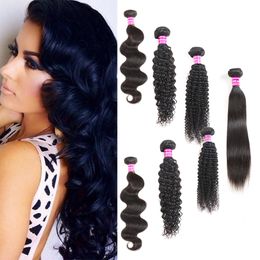 Wholesale 9A Brazilian Straight Virgin Human Hair Weaves Malaysian Deep Wave Human Hair Bundles Bulk Body Water Kinky Curly Hair Extensions
