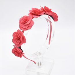 18pcs Bezel for Girls Hair Accessories Flower Headband Yarn Form Wreath Headdress Romantic Hairband Red Colour Bridal Headwear FG011