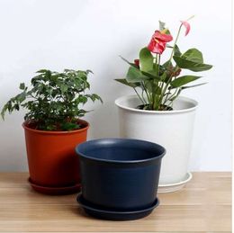 Colourful Plastic Plant Pots Planter Thickening Resin Flower Nursery Pot Garden Plant Pots Flower Pot with Pallet Small