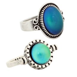 Handmade Girls Gift Finger Mood Ring Small Color Change Mood Stone Rings Antique Silver Jewelry with FreeShipping RS009-035
