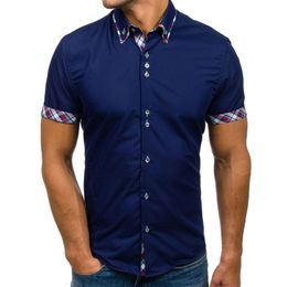 Brand Men Clothing Fashion Shirt Male Dress Shirts Slim Fit Turn -Down Men Short Sleeve Mens Hawaiian Shirt Big Size 3xl236p