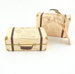 Kraft Paper Wedding Favour Box Vintage Mini Suitcase Candy Chocolate Boxes Sweet Bags Party Gift Box LX3408