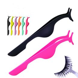 Stainless Steel Eyelash Tweezers Applicator Clip False Eye Lash Curler Makeup Tool Beauty Multi-colors