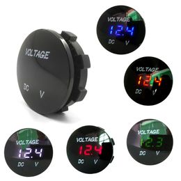 Round Waterproof Auto Boat Car Motorcycle DC5V-48V LED Panel Mini Digital Volt Voltage Metre Tester Monitor Display Voltmeter