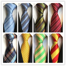 2019 TIE Fashion Necktie Mens Classic Ties Formal Wedding Business Blue Green Yellow Stripe Tie For Men Accessories tie Groom 3470