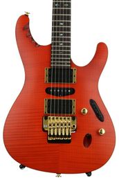 Custom Super Thin Herman Li EGEN18 Flame Maple Top Dragon Blood Electric Guitar Floyd Rose Tremolo Bridge, Abalone Oval Inlay, HSH Pickups