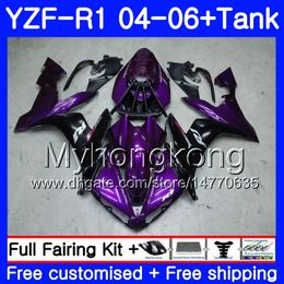 Body+Tank For YAMAHA Purple black stock YZF R 1 YZF-1000 YZF 1000 YZFR1 04 05 06 232HM.21 YZF1000 YZF-R1 04 06 YZF R1 2004 2005 2006 Fairing