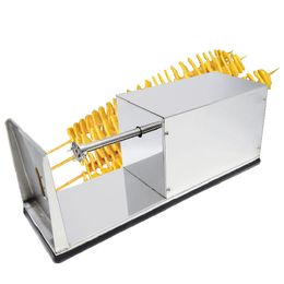 Qihang_top Electric Stainless Steel Potato Machine Twisted Potato Slicer Spiral Potato Cutter French Fry Cutting Tool