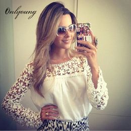 Onlyoung 2017 Summer Women White Lace Blouse Plus Size xxxl xxxxl 3xl 4xl 5xl 6xl Lady Loose Crochet Chiffon Female Blouse Shirt