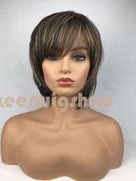 New Fashion Women Short Straight Hairstyle Multi Color Synthetic Hair Wigs