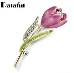 Elegant Tulip Flower Brooch Pin Crystal Costume Jewellery Clothes Accessories Jewellery Brooches For Wedding Z014