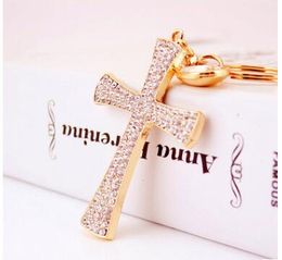 Novelty Christian Gift Key Rings Rhinestone Cross Keychain Crystal Keyring Keys Holder