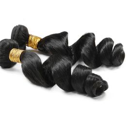 tangle free shedding free 3pcs lot 100g unprocessed loose wave virgin hair weave natural black Colour 1028inch free dhl