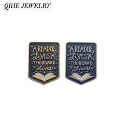 QIHE Jewellery Book pins Reader brooches Enamel pins Badges Read Quote Jewellery Gifts for Students Teachers Book lover