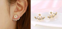 fashion Anti allergic Pure silver Jewellery s 925 Sterling silver daisy flower front and back two sided stud earrings Ear nail Korean