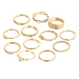 12pcs Combined Unique Vintage Stylish Joint Knuckle Rings Set Finger Rings Fashion Jewellery Stack