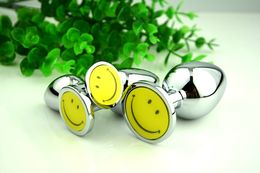 3pcs/set Small Middle Big Sizes Anal Plug Stainless Steel Smiley face Toys Butt Plugs Dildo Adult Products