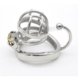 Chastity Devices New Male Small Stainless Steel Chastity Bird Cage With Hook Ring Spike Device #R69