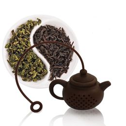 Kitchen Tea Tools White Coffee Color Food Grade Silicone Teapot Shaped Tea Infuser Tea Strainer Creative Silicone