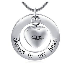 Fashion Jewellery necklace with stainless steel can open the ring of the ring heart sister cremate Jewellery bottle Grey pendant necklace.