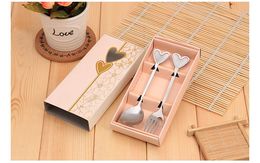 Stainless Steel Heart Spoon and Fork Set for Wedding Favors and Gifts Birthday Party Giveaways Baby Shower Gifts W7278