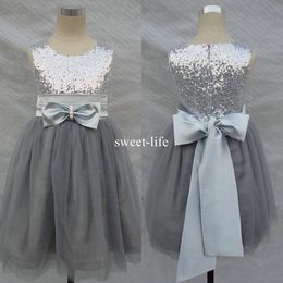 silver grey flower girl dresses uk