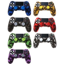 Skull Camouflage Camo Silicone Soft sleeve Skin Cover Case For Playstation 4 PS4 Pro Slim Controller Gamepad High Quality FAST SHIP