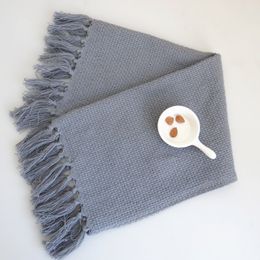 38X60CM new home kitchen fabric cotton Grey material handmade tassel napkin baking gourmet western food cloth