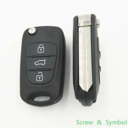 WITH LOGO 3 Buttons Replacement Car Blank Key For Kia K2 Flip Car Key Shell Cover Remote Case Fob with Groove on right of Blade