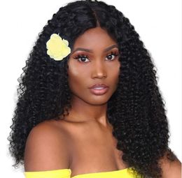 Lace Front Human Hair Wigs with Baby Hair Virgin Kinky Curly Mongolian Remy Wig Natural Color 8 - 24 inch