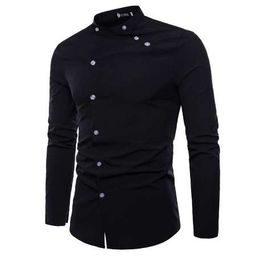 New Hot Sale Fashion cutting Double threshold Style Comfortable Casual Stand collar Men's Shirt Tops
