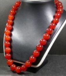 Natural 12mm Red AGATE JADE Bead beads Beaded Necklace 18''