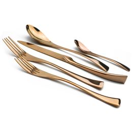 20Pcs/Set 304 Stainless Steel Dinnerware Set Rose Gold Tableware Set Knife Fork Dessert Fork TeaSpoon Cutlery Service for 4