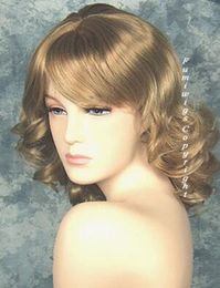 Fashion Medium Curl Blond women's synthetic Hair Wigs