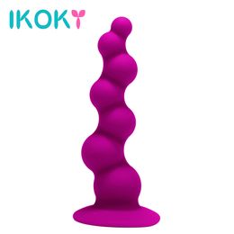 IKOKY Dildo Anal Beads Silicone Large Butt Plug with Suction Cup Adult Products Sex Shop Anal Sex Toys for Women Men Gay S924