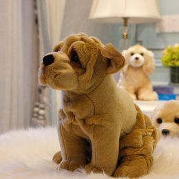 Dorimytrader Simulation Shar Pei Plush Toy Cute Mini Lifelike Pet Animal Dog Doll Christmas Birthday Gift Deco 28x20x28cm DY50528