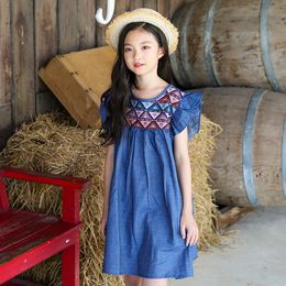 2018 New Girls Dresses Summer Cotton Petal Sleeve Kids Dress Baby Princess Dresses for Girls Children's Clothing Teenager Girls Clothes