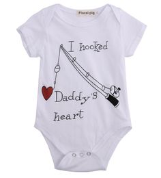 Summer Infant Baby Boy Clothes Kids Jumpsuit Playsuit Romper I Hooked Daddy's Heart Letter Printed Newborn Baby Clothes Unisex Baby Rompers