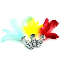 3 Colors Feather Tail Anal Plug Metal Anal Plug Tail Masturbation For Gay Anal Sex For Adult Game