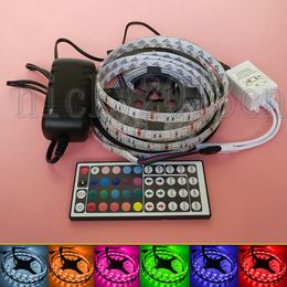 Full Kit 5M 5050 RGB LED Flexible Strip Light Tape 300LEDs IP65 Waterproof + 12V 3A Power Supply + 44Key Remote controller