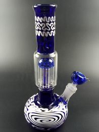 Thicken Blue Bong Straight Tube Freezable Beaker Hookahs Glass Water Pipes Build A Dab Oil Rig with 19mm Bowl