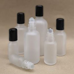 5ml 10ml 15ml 20ml Frost clear Glass Roll on perfume Bottle metal Roller Ball Containers fast shipping F1185