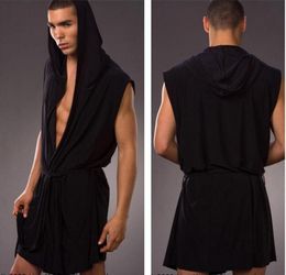 Wholesale-Men's Underwear Leisure Lounge Robe Hooded Sexy Soft Gown Pyjamas Robes Men's Sleep Lounge men robes bathrobe