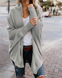 2018 Women Winter Sweater Jacket Coat Fashion Solid Cardigan Female Clothes Patchwork Batwing Sleeve Long Cardigans Oversized