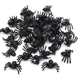 Useful 50pcs 2*1.4cm Plastic Black Spider Halloween Decoration Festival Supplies Funny Prank Toys Decoration Realistic Prop