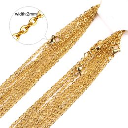 Chain Necklace Width 2mm 1mm Gold Silver Rose gold Black Stainless Steel Necklaces For Pendants Gift 50pcs lots Bulk Whole2858