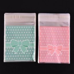 Gift Sealing OPP Plastic Lovely Pink Blue Bow Adhesive Cake gift Packages Cookie Candy Pack Christmas Paper bags new year GA18