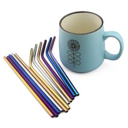 new size 6190mm stainless steel drink straw reusable rainbow gold metal straight bend straws drink tea bar drinking straws